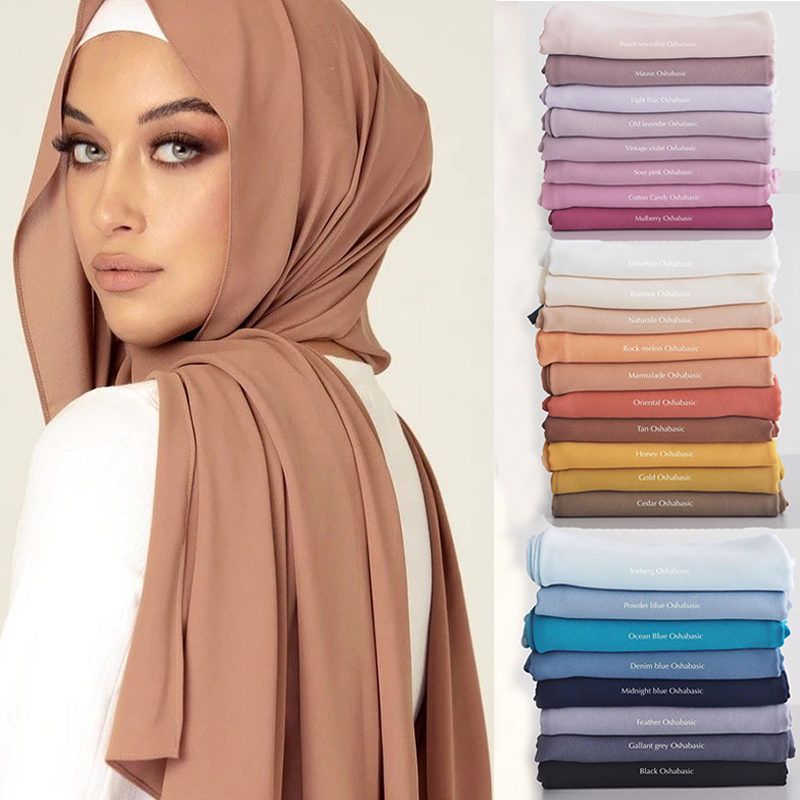 حجاب نسائي جديد وعصري من الشيفون السادة، جاهز للارتداء، شال فوري للمسلمات، حجابات إسلامية، وشاح عربي للرأس