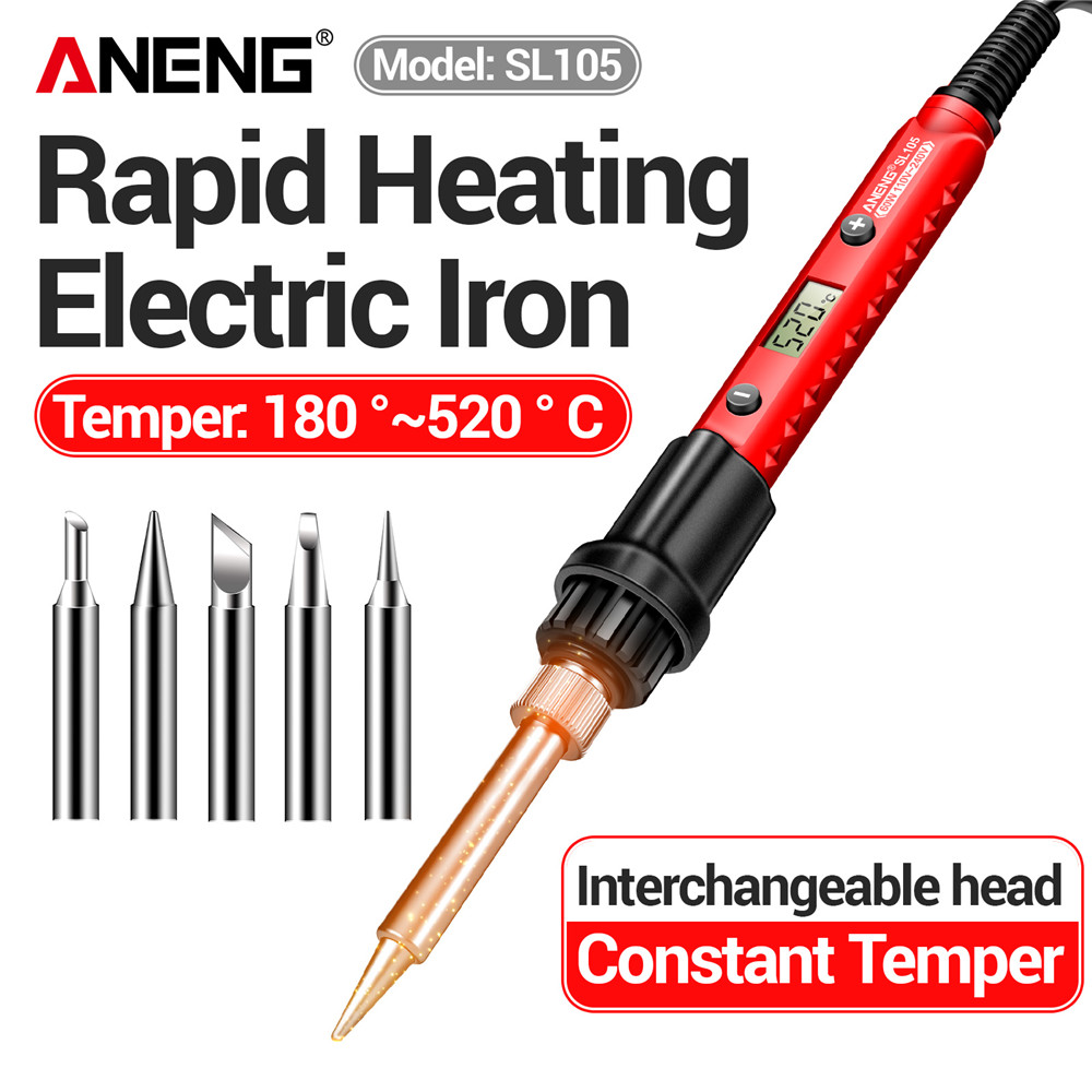 ANENG SL105 الكهربائية لحام الحديد 60W عرض قابل للتعديل 180 درجة مئوية ~ 520 درجة مئوية درجة الحرارة المهنية المحمولة تسخين سريع لحام إصلاح 220V مجموعة