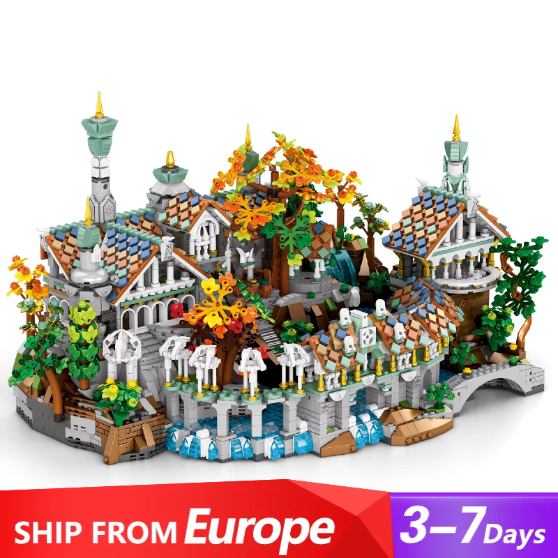 4406 قطعة MOC حلقات الفيلم Rivendell قلعة القرون الوسطى اللبنات عرض الشارع وحدات العمارة نموذج الطوب لعب الكبار هدية