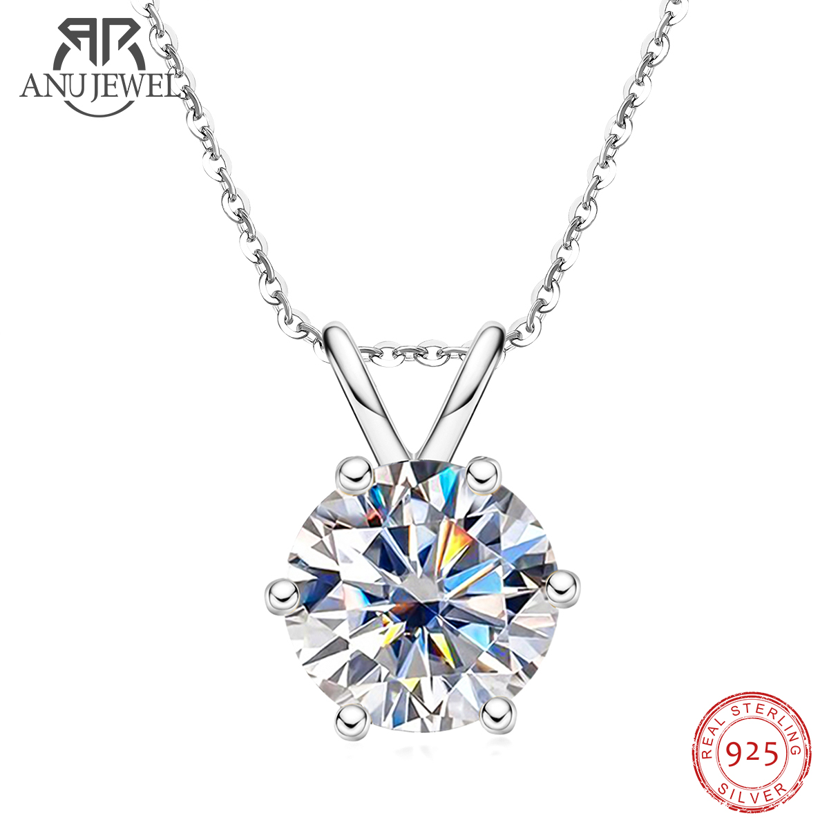 AnuJewel 1ct 3ct 5ct D اللون مويسانيتي الماس أعلى جودة 18K مطلية بالذهب قلادة قلادة غرامة مجوهرات هدايا بالجملة