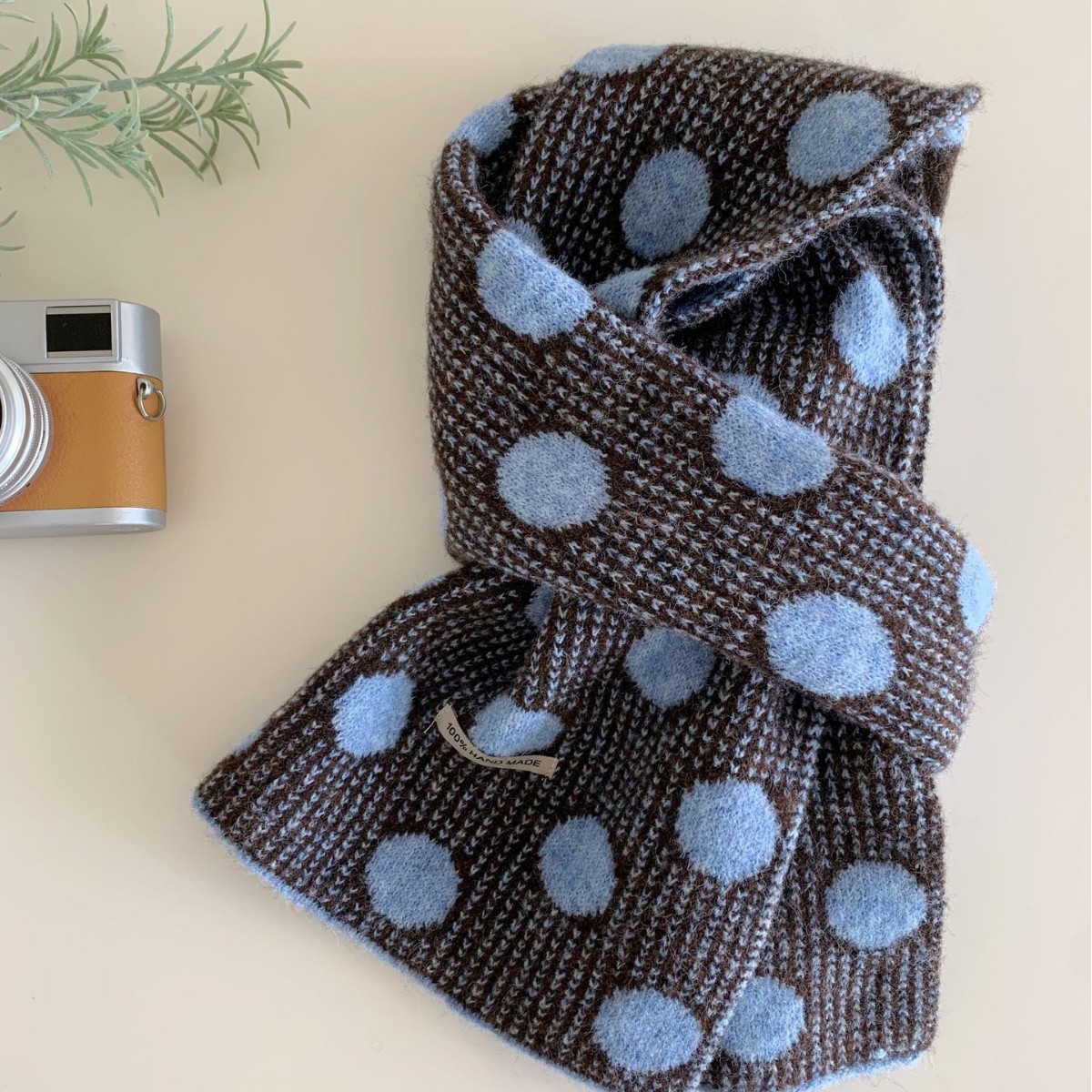 shawl منسوج بنقاط ريترو للنساء