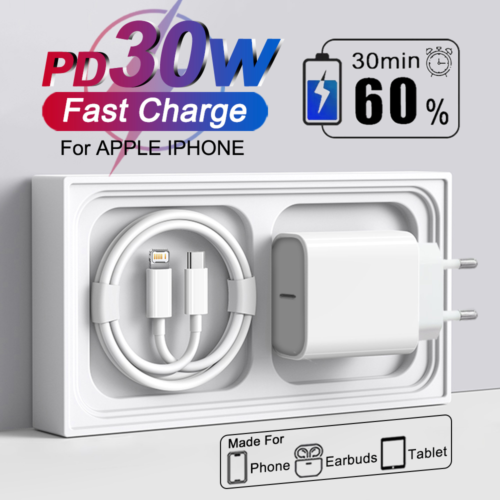 شاحن Apple 30W شاحن USB نوع C سريع لهاتف آيفون 13 15 17 14 12 11 16 Pro Max Plus PD شاحن شحن ملحقات الكابل
