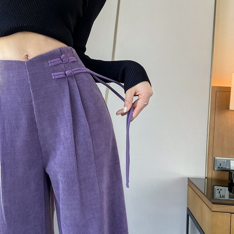 بنطلون عريض بطبقة من Chenille