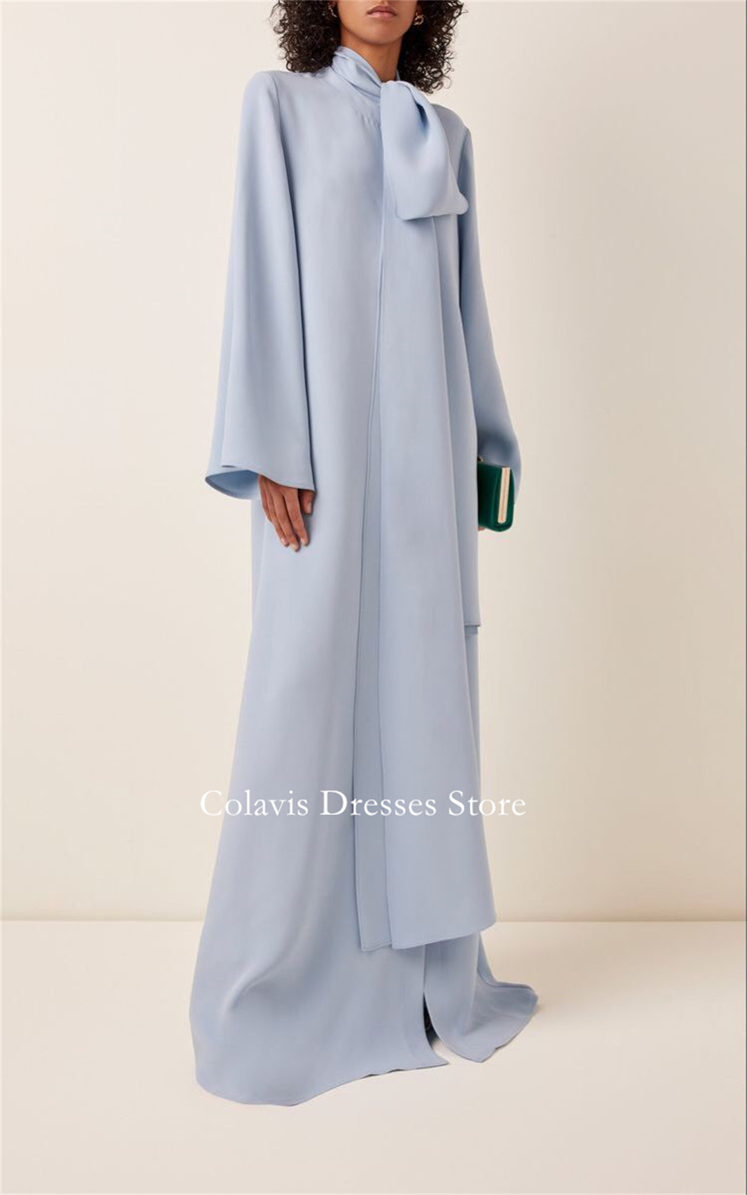 Colavis Fashion رقبة عالية مخصصة 2024 فستان نسائي جديد ماكسي من الساتان للحفلات الراقصة بسيط مستقيم للمشاهير فستان حفلات عتيق