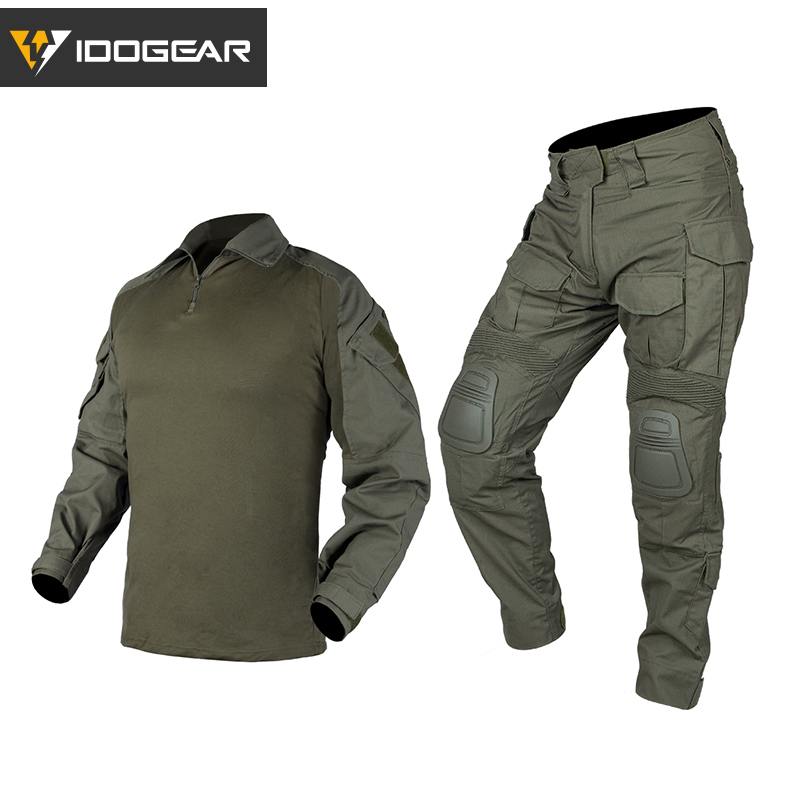 زي قتالي مموه للرجال من IDOGEAR، ملابس تكتيكية G3، ملابس رياضية سوداء من القطن والبوليستر 3001