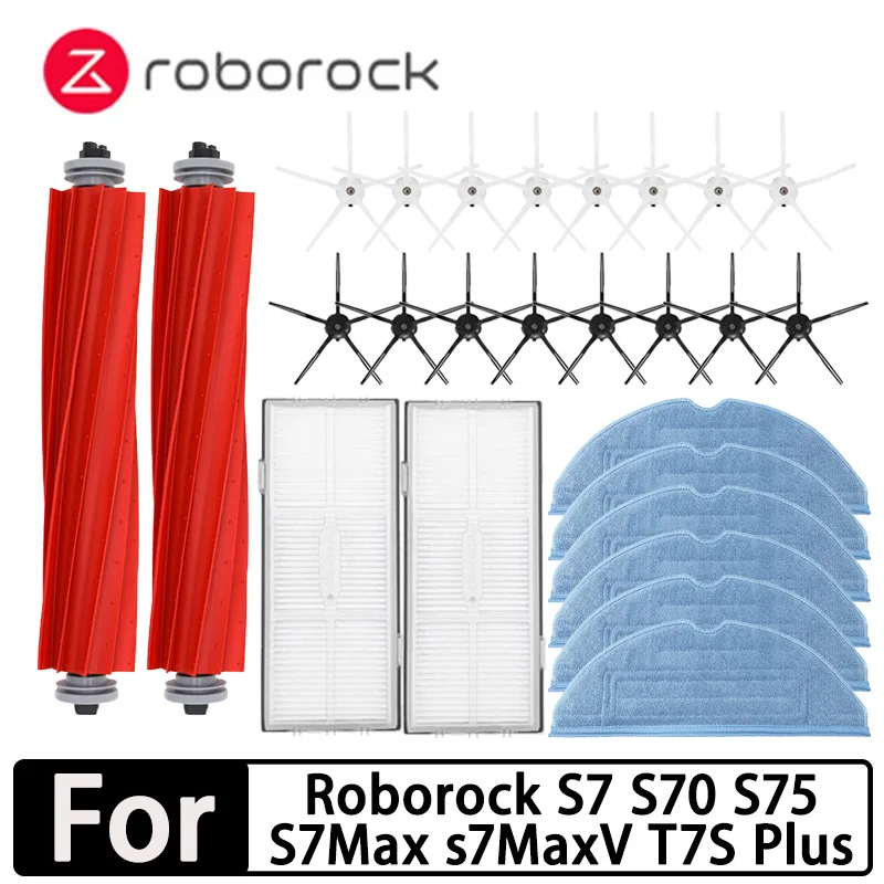 Roborock S7 S70 S75 S7Max S7 maxv Ultra T7S Plus S7 pro Ultra ملحقات فرشاة رئيسية فلتر Hepa مماسح جهاز آلي لتنظيف الأتربة أجزاء