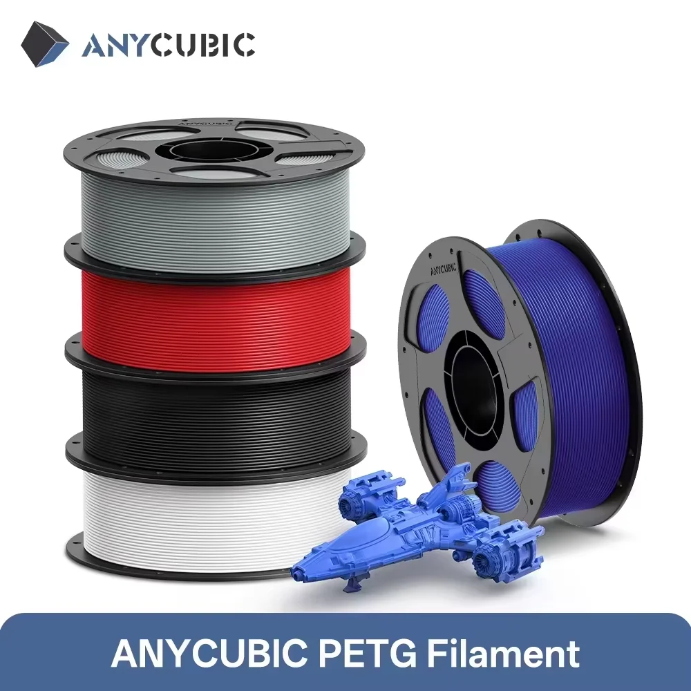 خيوط طباعة ثلاثية الأبعاد من ANYCUBIC نوع PETG، 1 كجم/لفة، متعددة الألوان، قطر 1.75 مم، بلاستيك للطباعة ثلاثية الأبعاد، متوافق مع طابعات Kobra 3 وCombo S1C