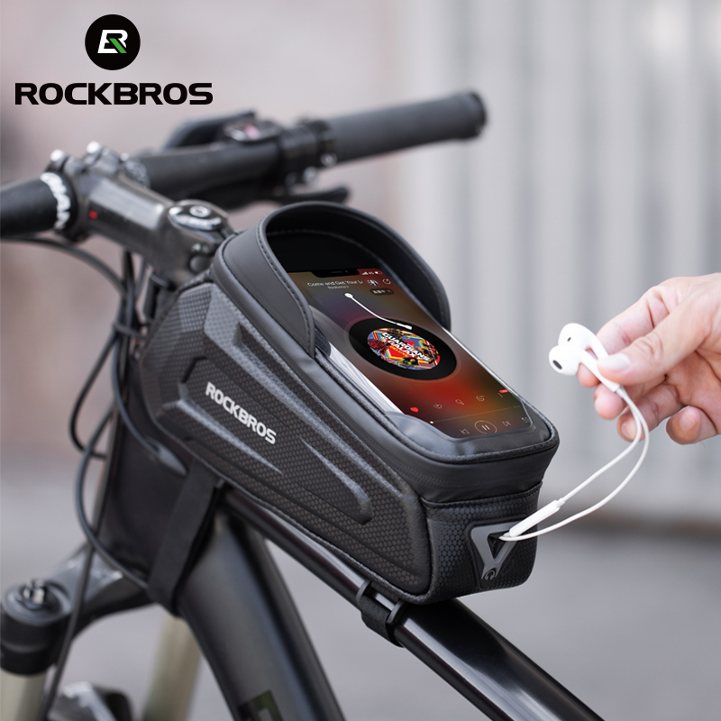 ROCKBROS دراجة حقيبة مقاوم للماء شاشة تعمل باللمس الدراجات حقيبة العلوي الجبهة أنبوب الإطار الجبلية الطريق دراجة حقيبة 6.5 جراب هاتف دراجة اكسسوارات