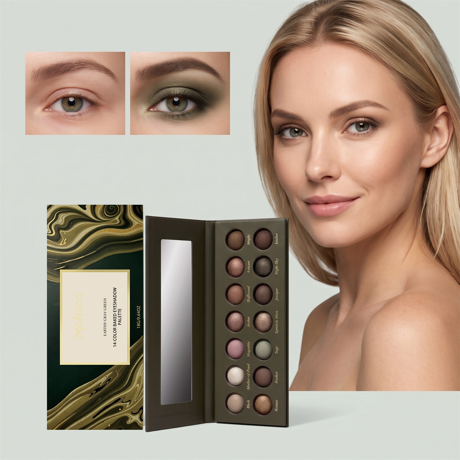 palette ظلال عيون 14 لون أرضي زيتوني