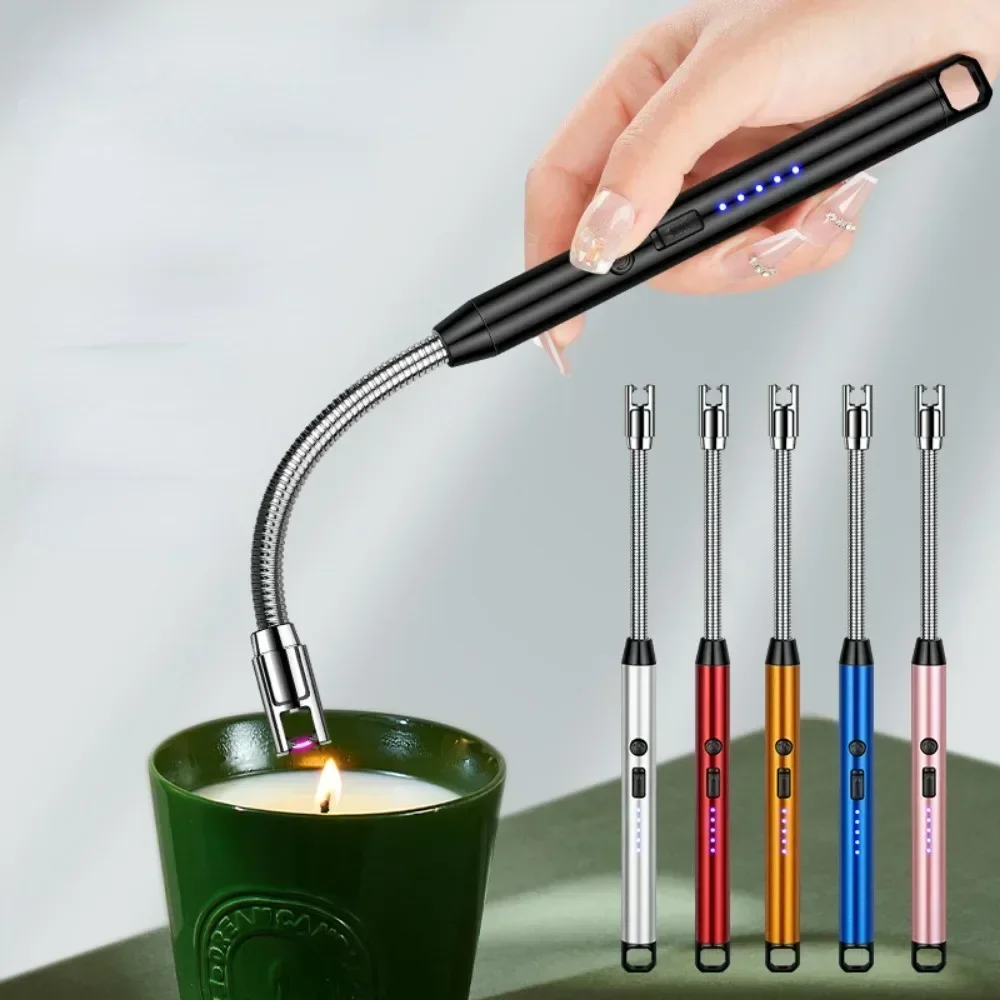 المطبخ USB الكهربائية قوس أخف قابلة للشحن يندبروف شواء عديمة اللهب البلازما شمعة ولاعات طويلة خرطوم موقد غاز بندقية الإشعال