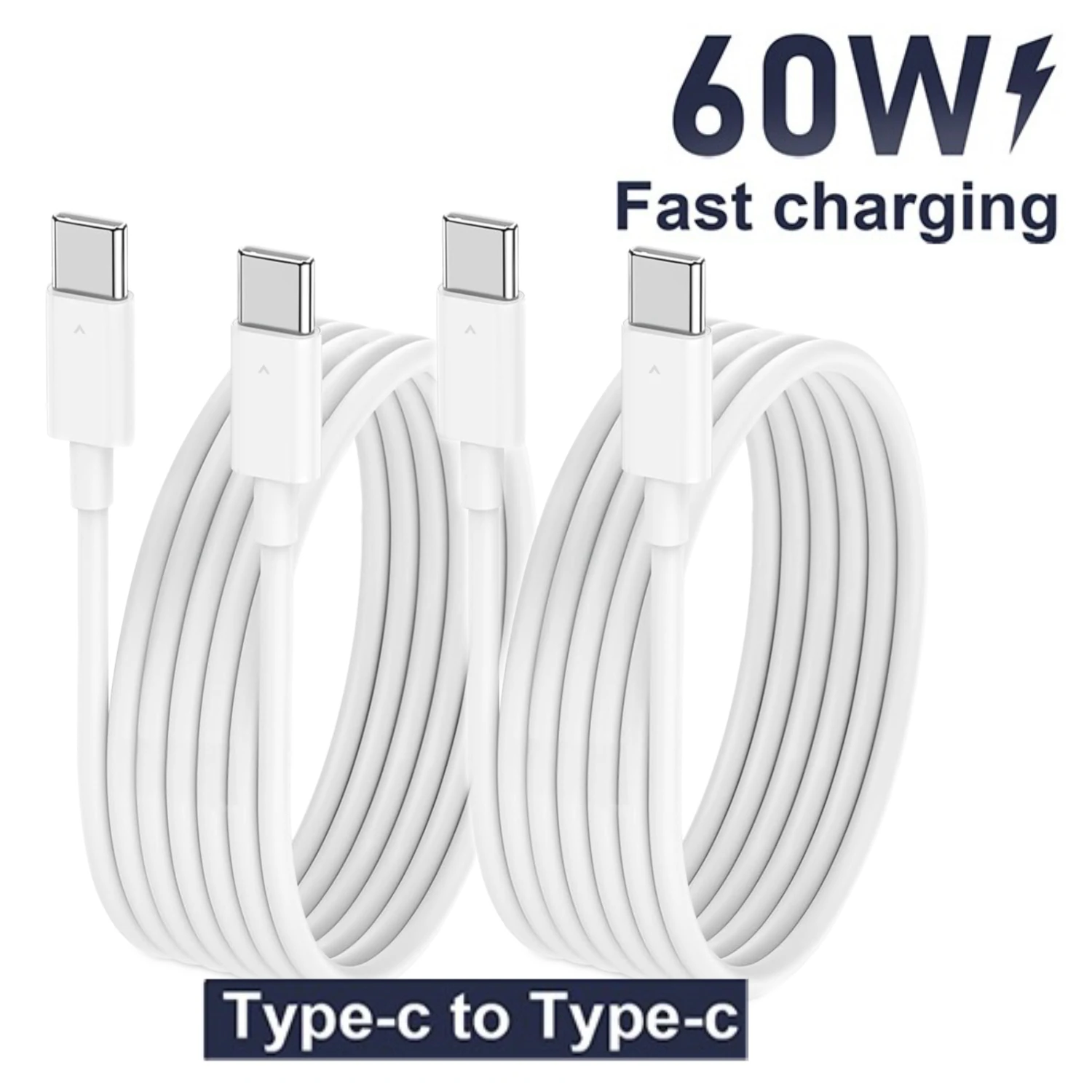 كابل شحن سريع 1.8 متر USB C إلى النوع C لهاتف Xiaomi Huawei Samsung Iphone 17 16 15 Series 60W خط شاحن آمن وفعال