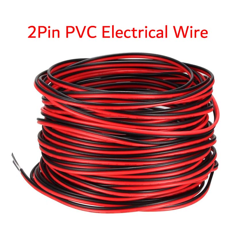 DC12V 2Pin تمديد سلك الطاقة الكهربائية 5 متر ~ 100 متر أحمر أسود ربط كابل 18 20 22 AWG بولي كلوريد الفينيل خط الحبل النحاسي لشريط LED الخفيف