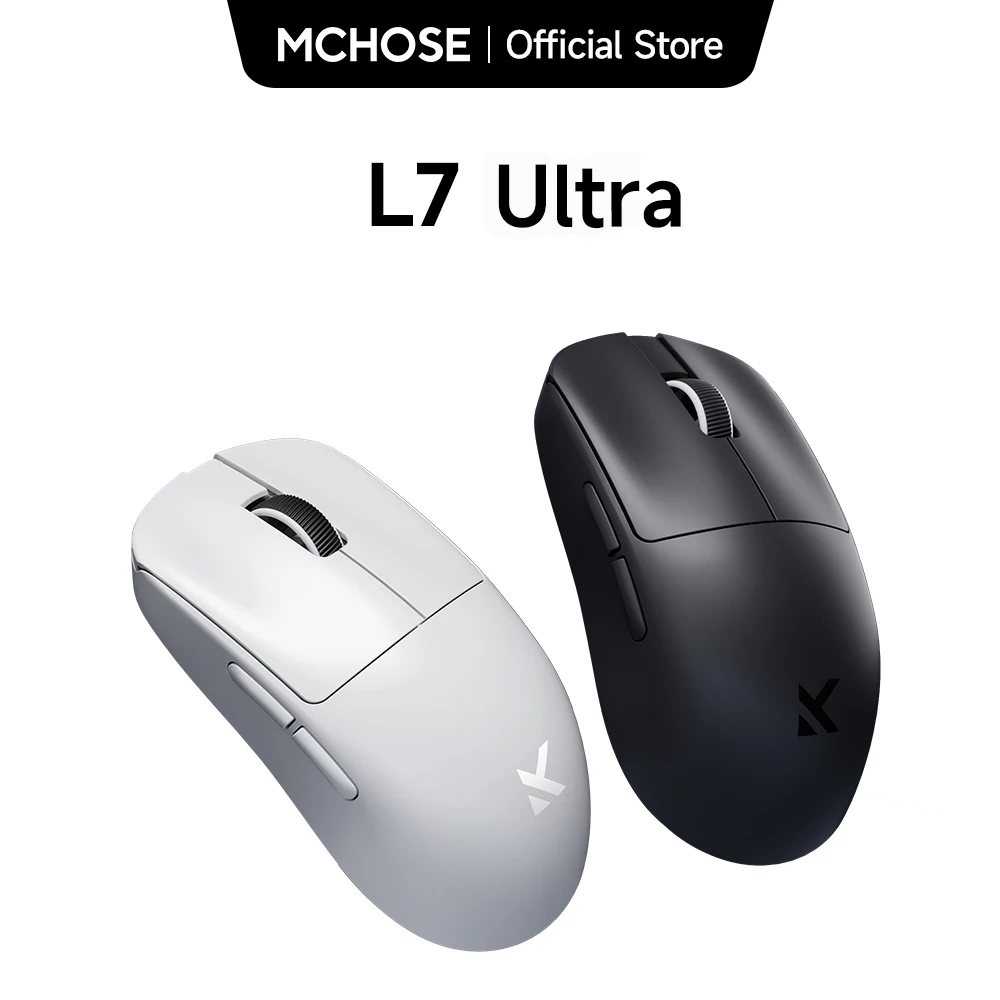 ماوس ألعاب لاسلكي MCHOSE L7 L7 Ultra PAW3395 26K مستشعر مزدوج 8K Polling 39g خفيف الوزن للغاية 2.4 جيجا هرتز RF/BT/سلكي ثلاثي الوضع