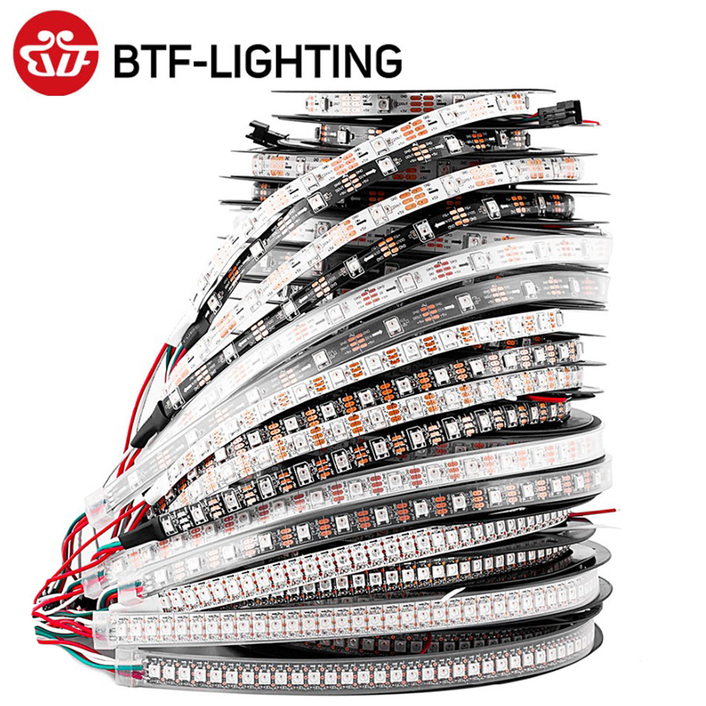 WS2812B أضواء Led DC5V WS2812 RGB Led قطاع ضوء بشكل فردي عنونة الذكية بكسل ماجيك ضوء أسود أبيض PCB IP30 65 67