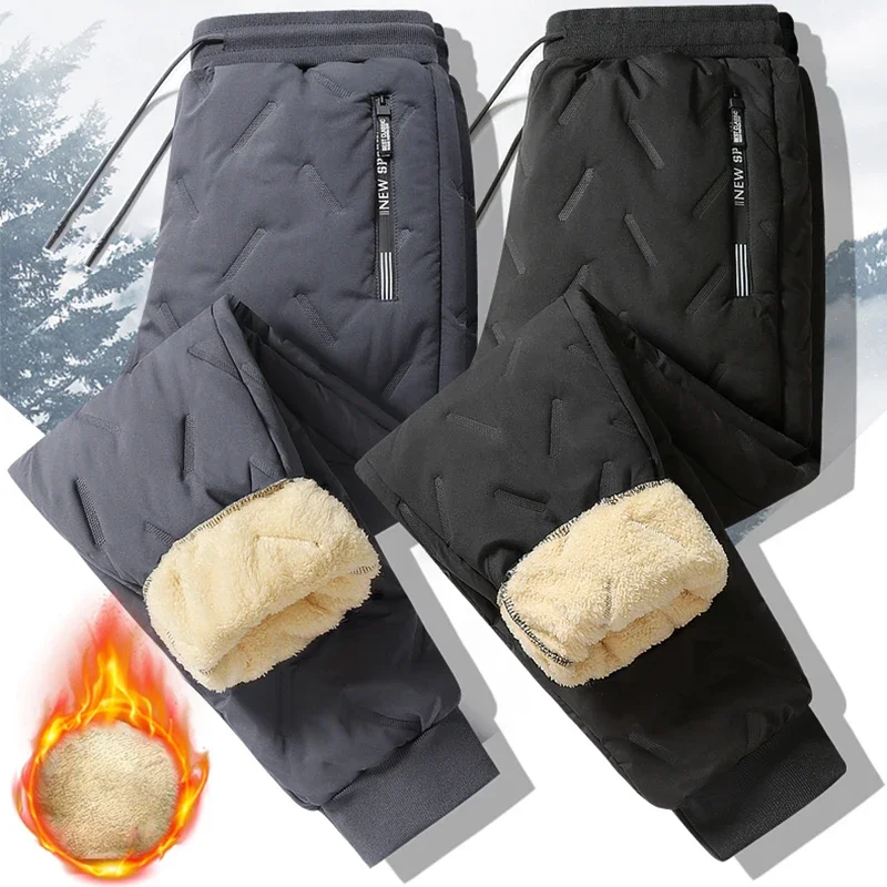 الشتاء Sweatwear الرجال أفخم سميكة الصوف Sweatpant امبسوول الحرارية السراويل سراويل تقليدية مقاوم للماء يندبروف سراويل قطنية دافئة