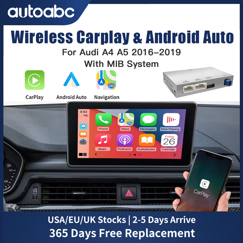 AUTOABC CarPlay اللاسلكي لأودي A4 B9 A5 2015-2019 أندرويد السيارات مرآة ربط AirPlay عكس الكاميرا ملحقات الوسائط المتعددة