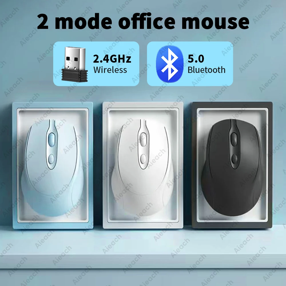 ماوس بلوتوث لاسلكي محمول مدمج مريح 2.4G USB بدون ضوضاء 1600 ديسيبل متوحد الخواص 500 مللي أمبير قابل لإعادة الشحن للكمبيوتر اللوحي والكمبيوتر المحمول ماك بوك