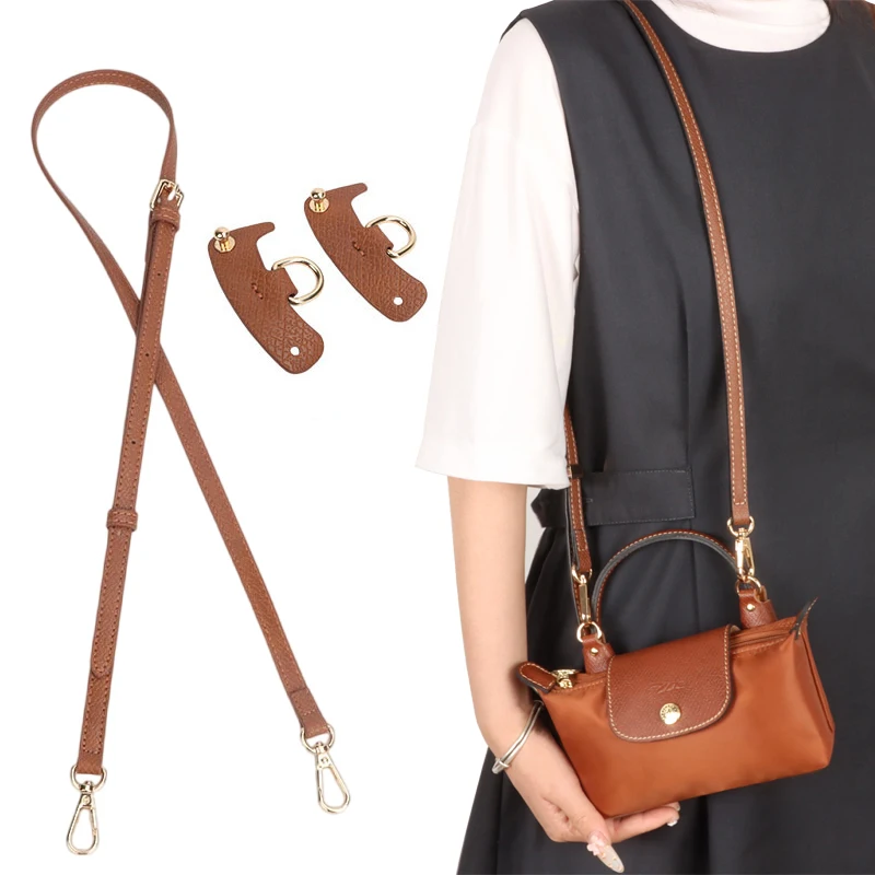 1 مجموعة حزام حقيبة ل Longchamp Mini لكمة خالية جلد طبيعي حزام الكتف مجموعة التحول Crossbody حزام حقيبة الملحقات