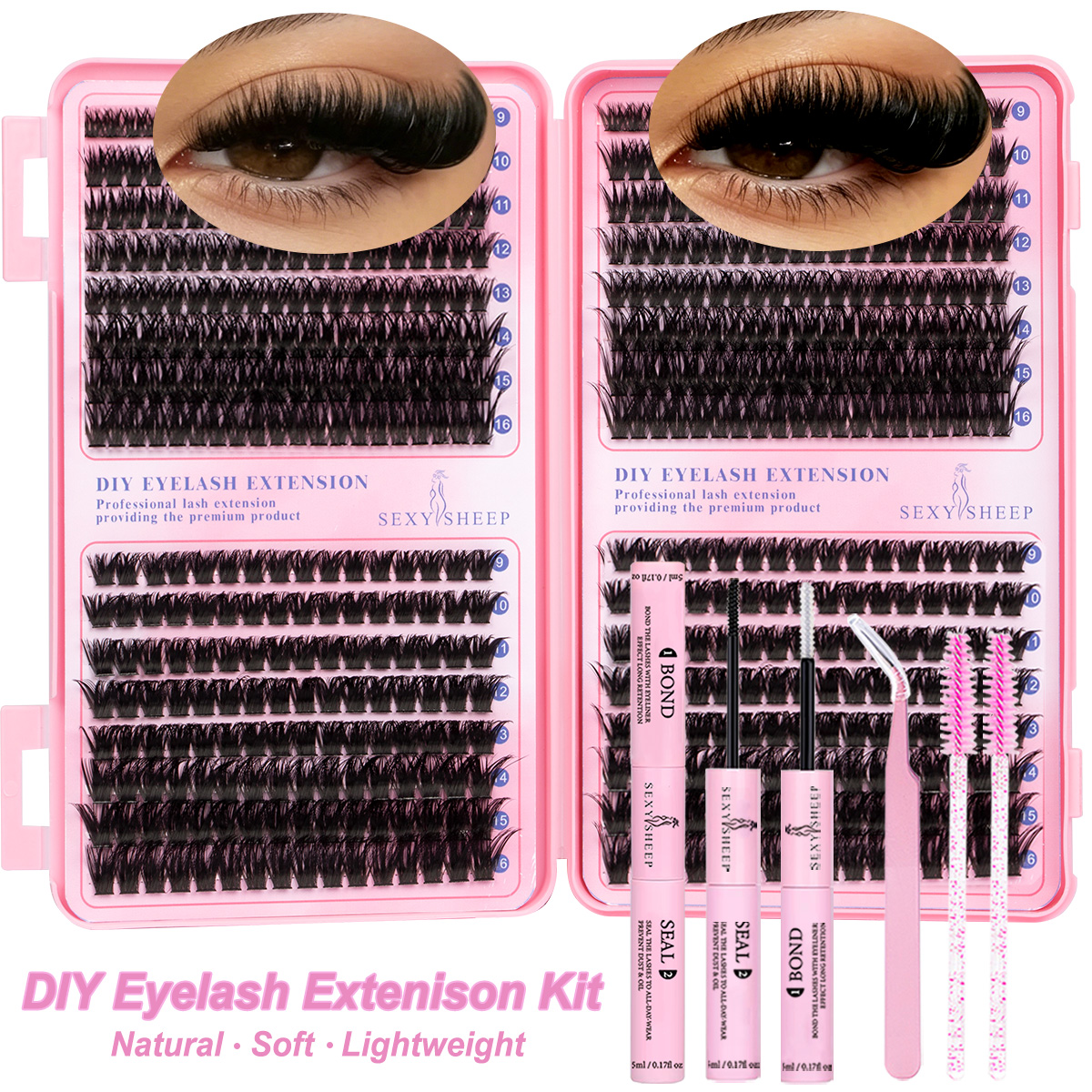 حزمة تصنيع Cluster Lashes الخاصة بك DIY فردي الرموش 3D مينك اصطناعي الرموش الخفيفة ملحقات الرموش الناعمة قابلة لإعادة الاستخدام مكياج