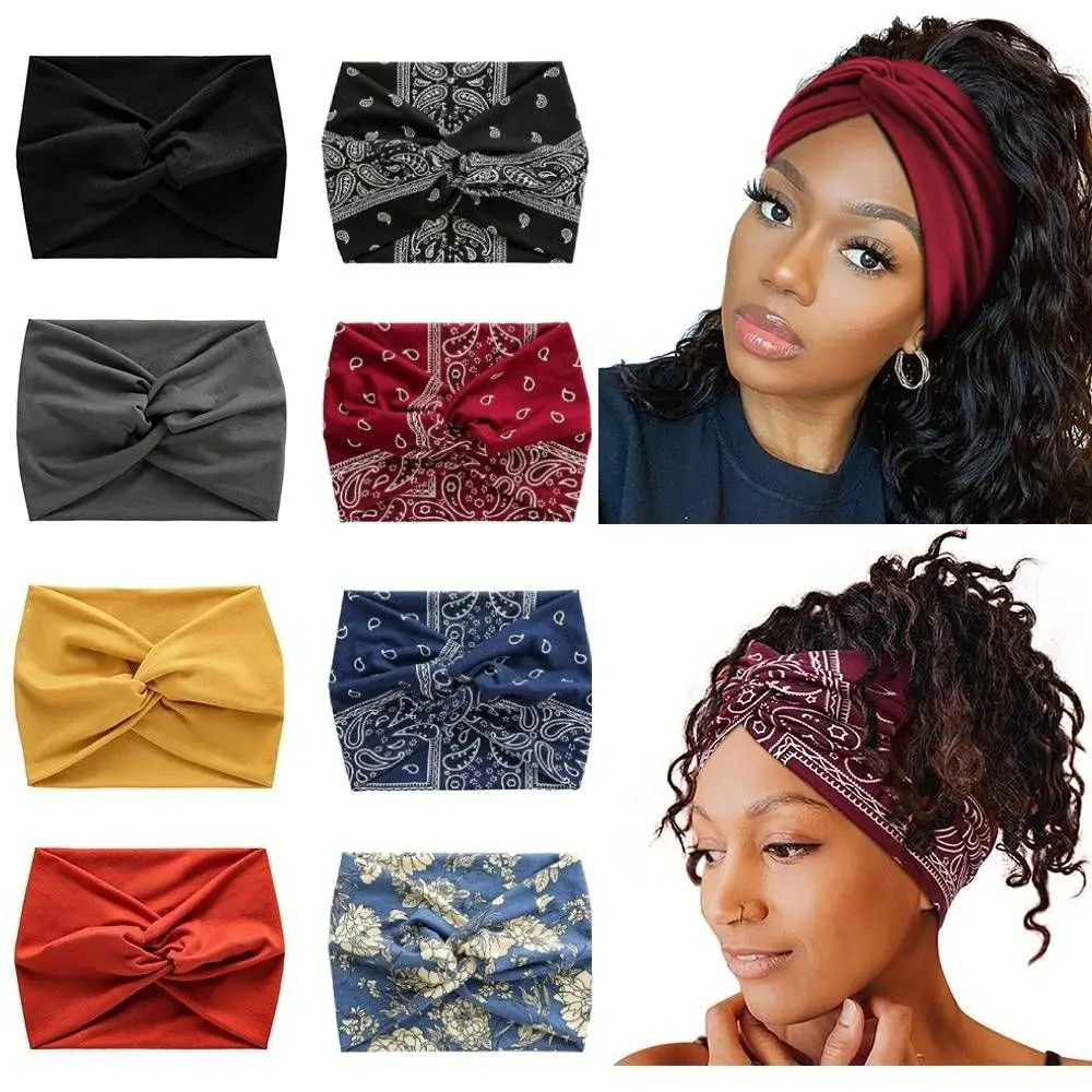 الصلبة الصليب واسعة معقود Headbands للنساء اضافية كبيرة عمامة تجريب مطاطا العصابة موضة اليوغا رباط شعر اكسسوارات للشعر