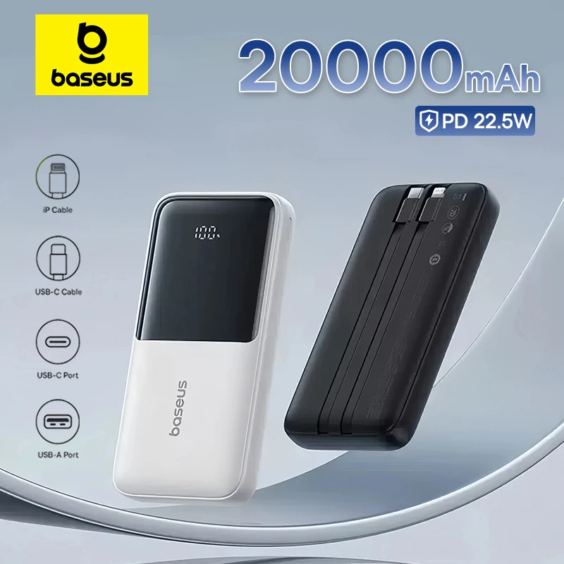 Baseus قوة البنك 20000mAh PD 22.5W شحن سريع الهاتف بطارية خارجية Powerbank شاحن ل Xiaomi Poco آيفون سامسونج باد