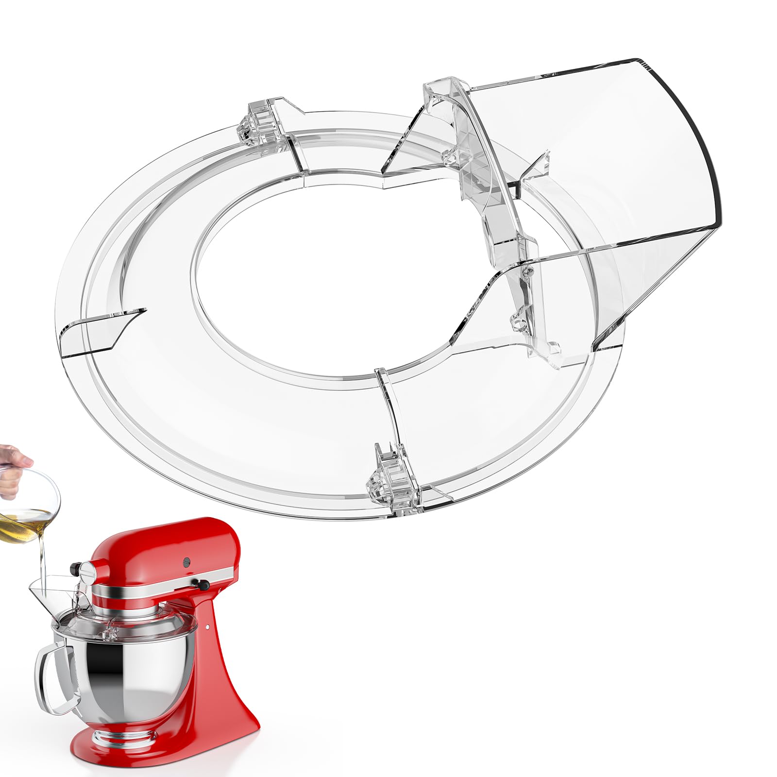 واقي رش العجين من GVODE لخلاطات KitchenAid ذات الرأس المائل سعة 4.5 و 5 كوارت، غطاء علوي قابل للطي يناسب أوعية الستانلس ستيل والزجاج والسيراميك
