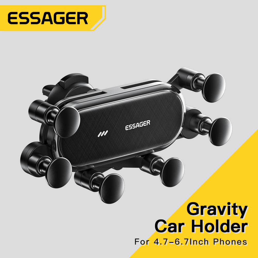 Essager الجاذبية حامل هاتف السيارة تنفيس الهواء قاعدة تركيب مزودة بمشبك حامل هاتف الخليوي المحمول في سيارة لتحديد المواقع دعم آيفون 14 13 12 برو Xiaomi