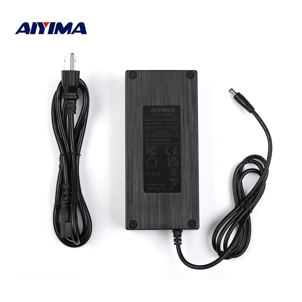 شاحن طاقة AIYIMA Audio GaN 48V 10A/5A DC مع محول طاقة لمكبر الصوت TPA3255، مدخل 100-240V، مناسب لـ A07 Max/ A70
