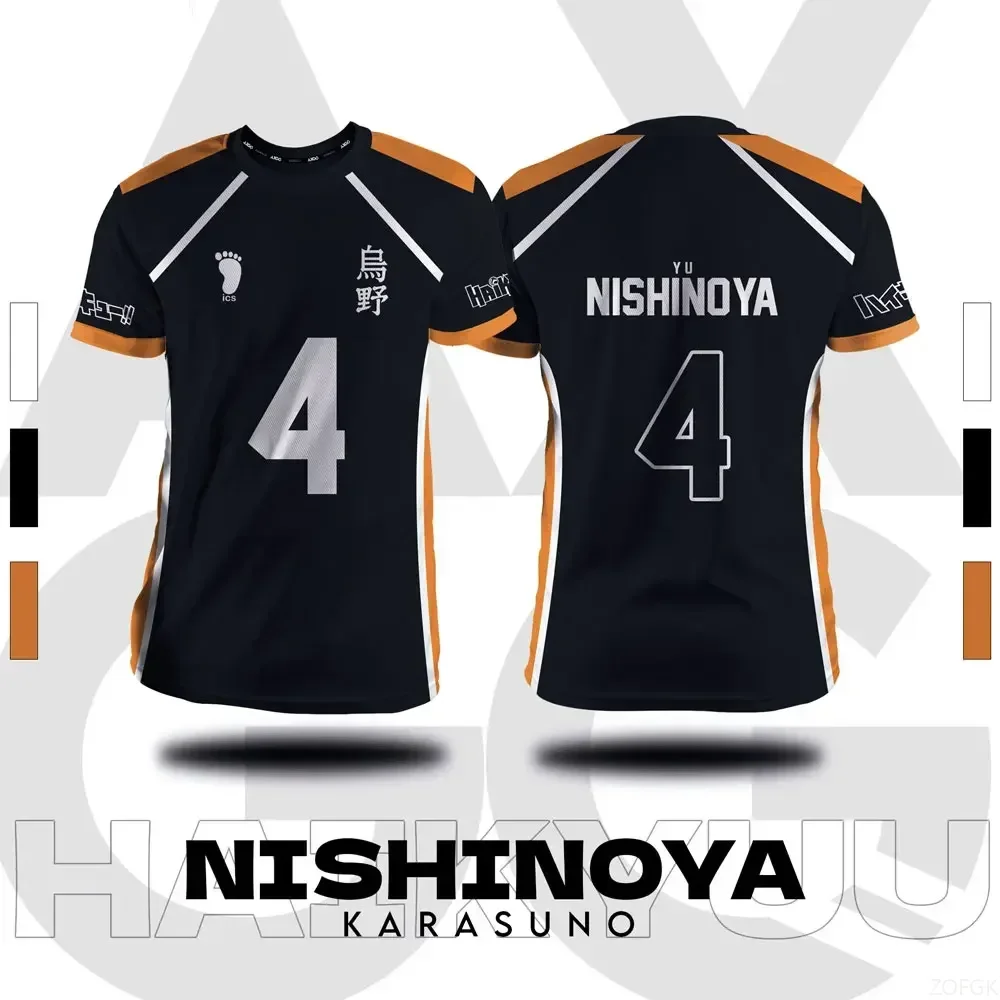 Haikyuu Fukurodani Hinata كارتون أنيمي تأثيري الرجال جيرسي الصيف قصيرة الأكمام الأطفال المحملة الأعلى 2025 موضة جديدة