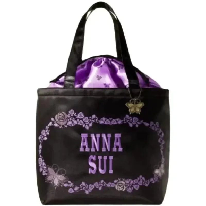 حقائب يد برباط أرجواني للنساء حقيبة كتف مصممة بعلامة تجارية يابانية ذات سعة كبيرة مطرزة على الموضة حقيبة تسوق غير رسمية