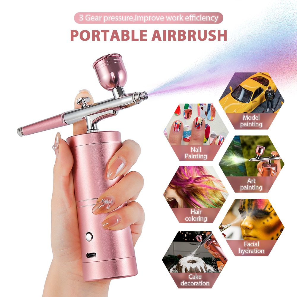 أعلى 0.3mm روزي ميني كيت مكبس هواء.air-Brush رش غبار رشاش هواء للفنون النيلية ووخز الإبر الفن والكيك رذاذ ضباب نانو