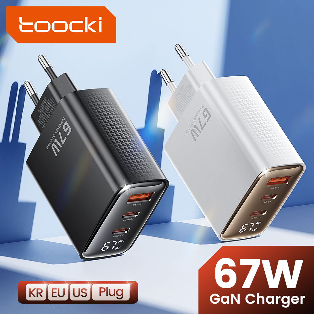 Toocki 67 واط GaN شاحن شاشة ديجيتال شحن سريع 4.0 3.0 سريع نوع C شاحن USB لأجهزة الكمبيوتر المحمول آيفون سامسونج Xiaomi Realme POCO
