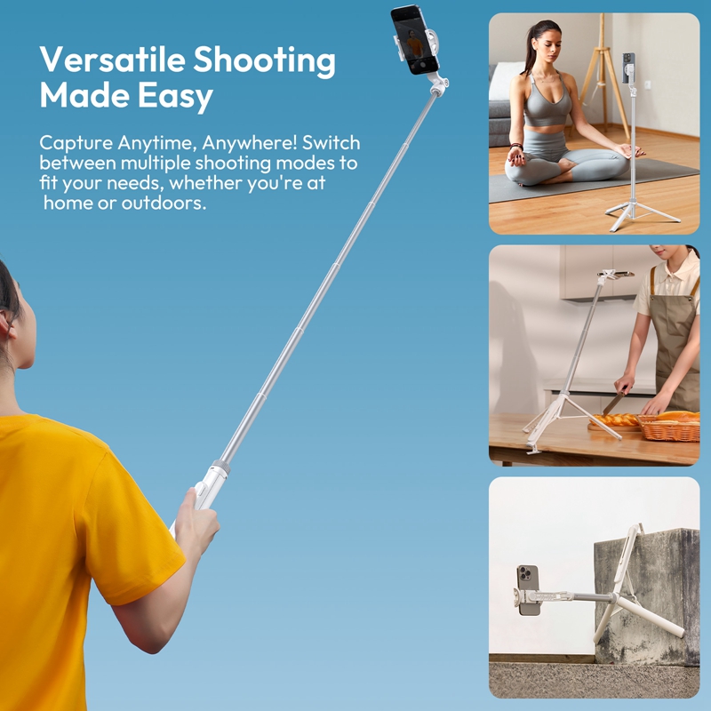 Ulanzi TT88 عصا سيلفي علوية 1.44 متر مع حامل ثلاثي القوائم لصور MagSafe Clamp 360 °   إطلاق نار بانورامي لمدونة الفيديو للهاتف Livestream