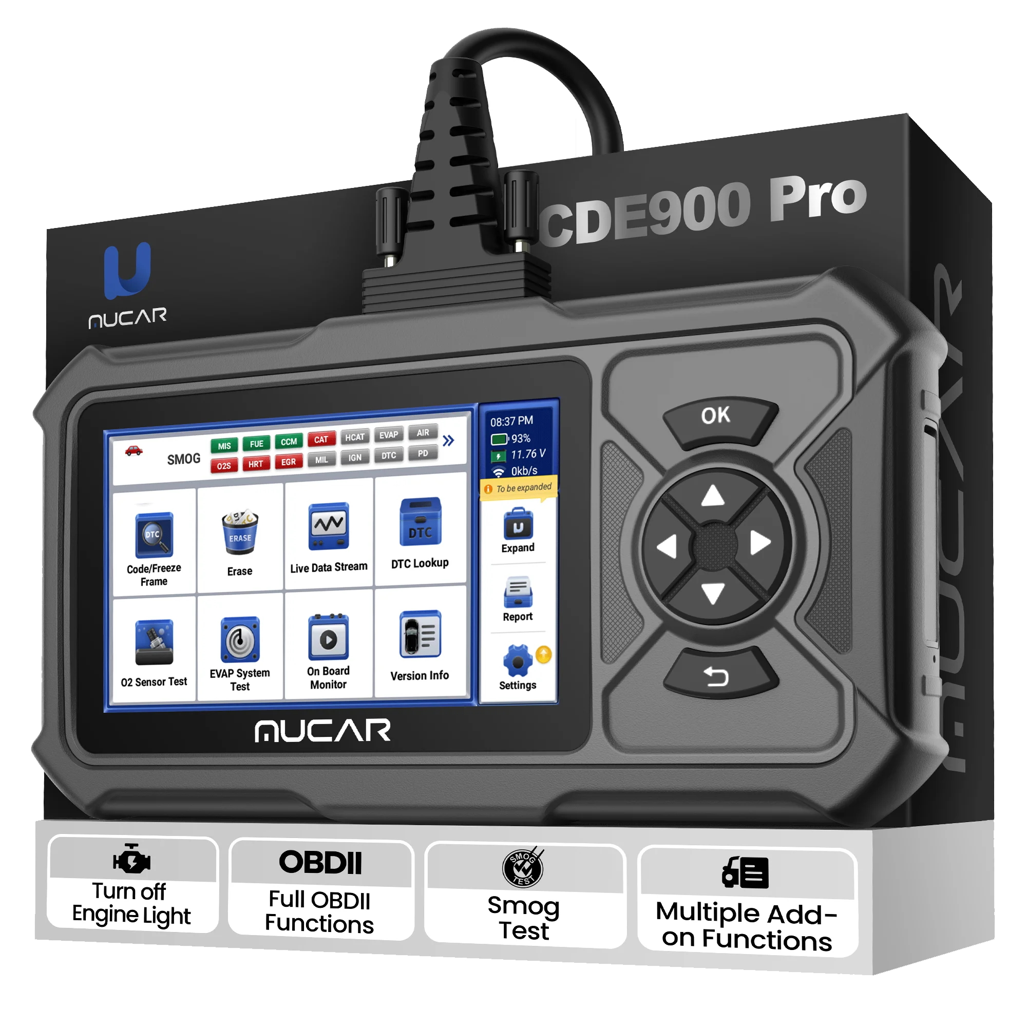 MUCAR CDE900 PRO Obd2 الماسح الضوئي للسيارات obdii قارئ رمز السيارة 32 جيجابايت تحديث مجاني أداة المسح التشخيصي دعم 106 ماركات السيارات