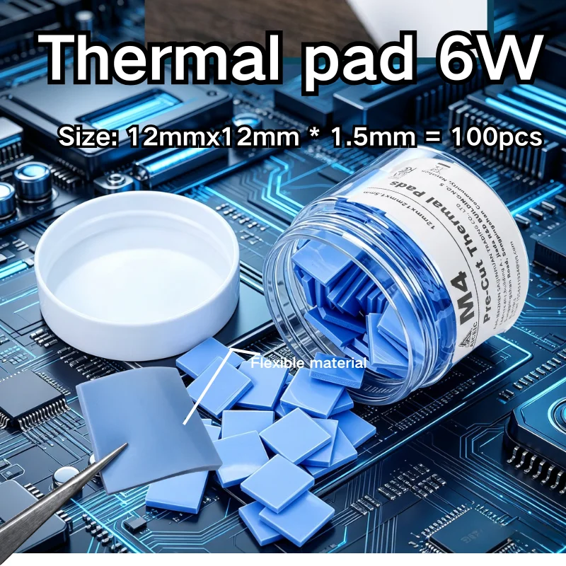 ألواح حرارية Thermal Pads Thermal Pad 6W ICSink حرارة شريحة عالية التوصيل الحراري ذاتية اللصق لتصليح لوحة الأم للهاتف المحمول من مادة السيليكون