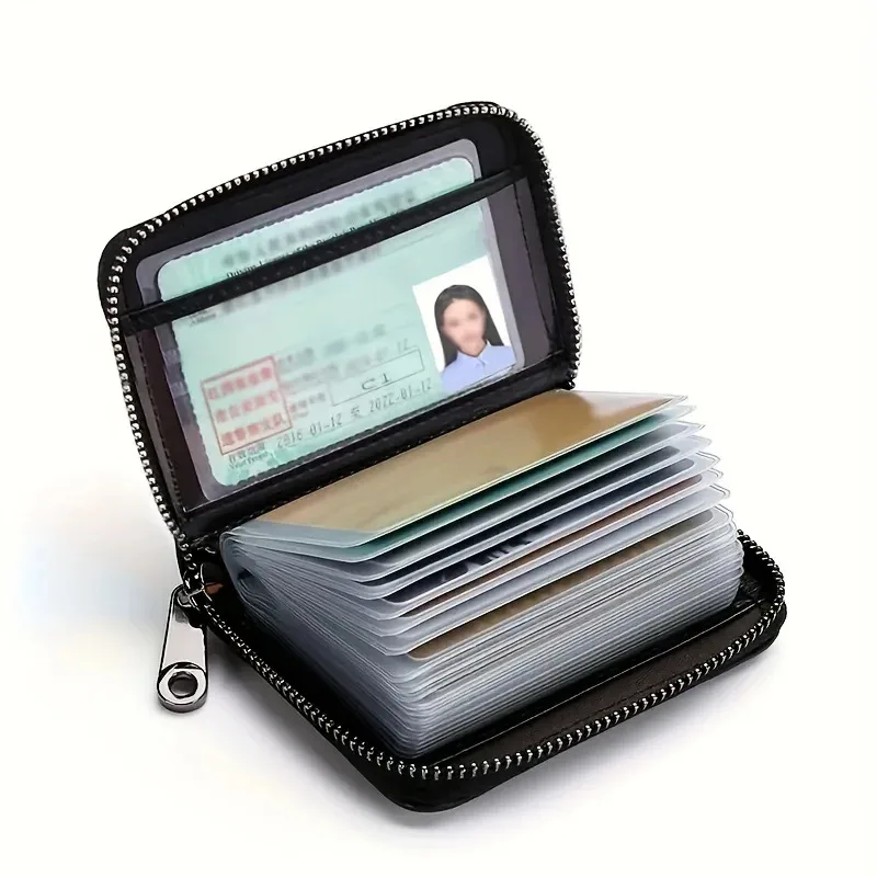 محفظة حامل بطاقات RFID بسيطة للجنسين مع جيب بسحاب للعملات المعدنية، حافظة بطاقات ائتمان رفيعة للرجال والنساء، محفظة صغيرة