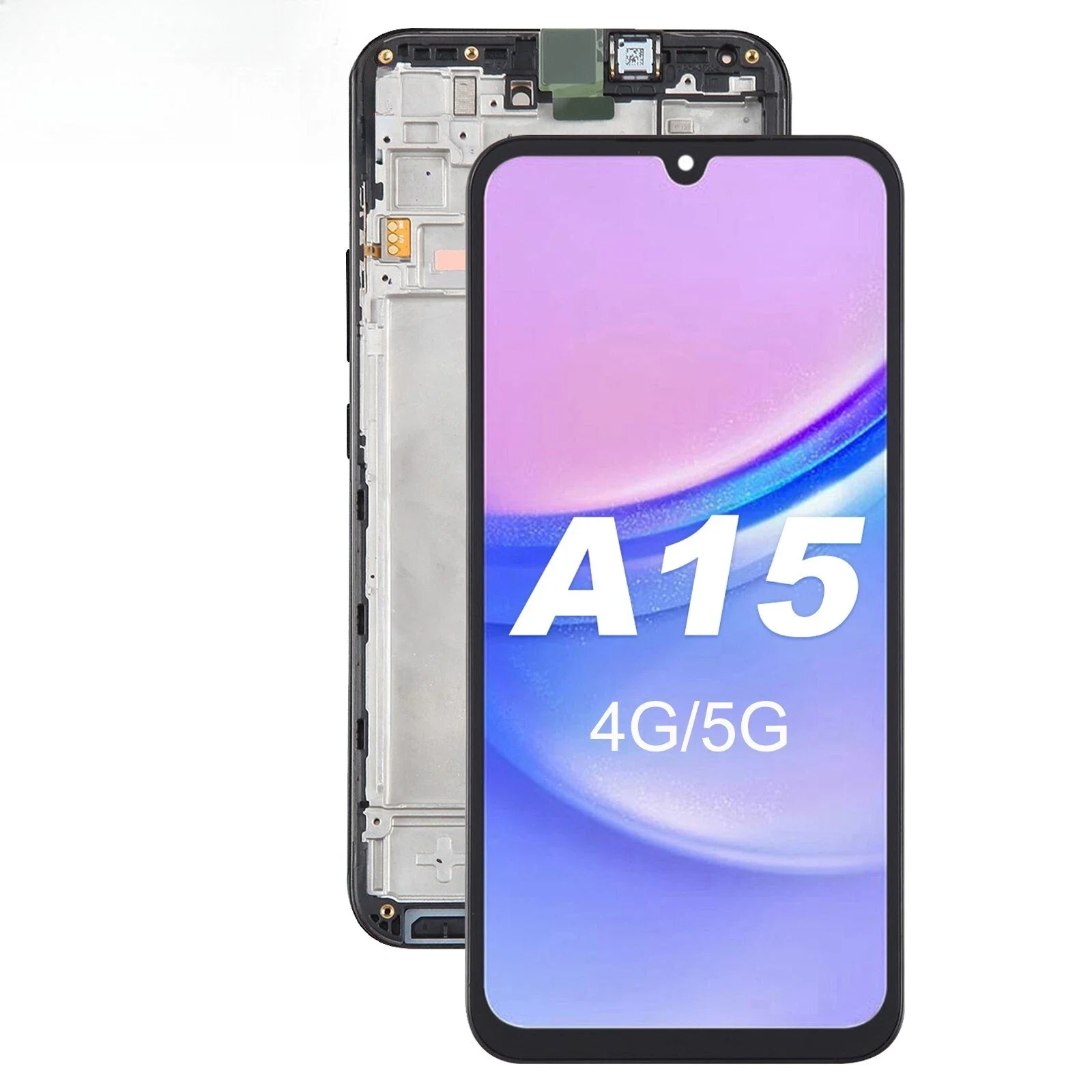 شاشة عرض LCD تعمل باللمس لهاتف سامسونج جالاكسي A15 4G SM-A155F / A15 5G SM-A156B مع إطار، قطعة غيار للإصلاح