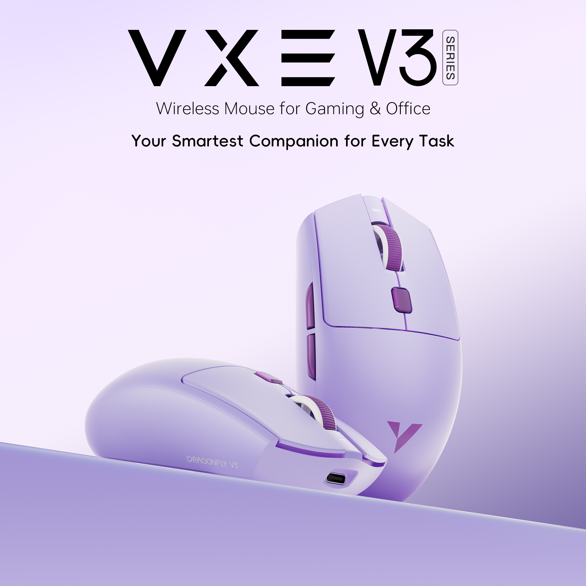 ماوس الألعاب اللاسلكي ATK VXE Dragonfly V3 PRO بتقنية البلوتوث PAW3395SE 2.4G، ماوس رياضات إلكترونية قابل لإعادة الشحن، خفيف الوزن، مريح للاستخدام.
