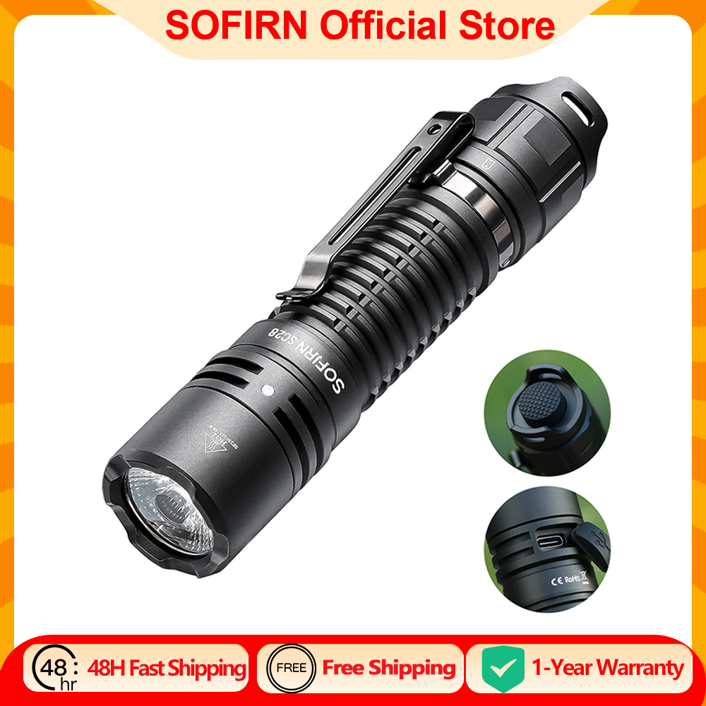 Sofirn SC28 ضوء قوي التكتيكية XHP50B HD مصباح يدوي قابل لإعادة الشحن 2800 لومينز فانوس EDC الشعلة IPX8 للصيد الصيد