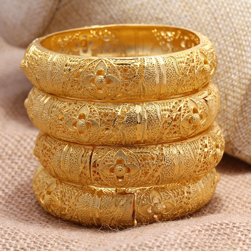 24k دبي الذهب اللون أساور للنساء دبي العروس الزفاف الاثيوبية سوار أفريقيا الإسورة المجوهرات العربية سحر سوار مجوهرات