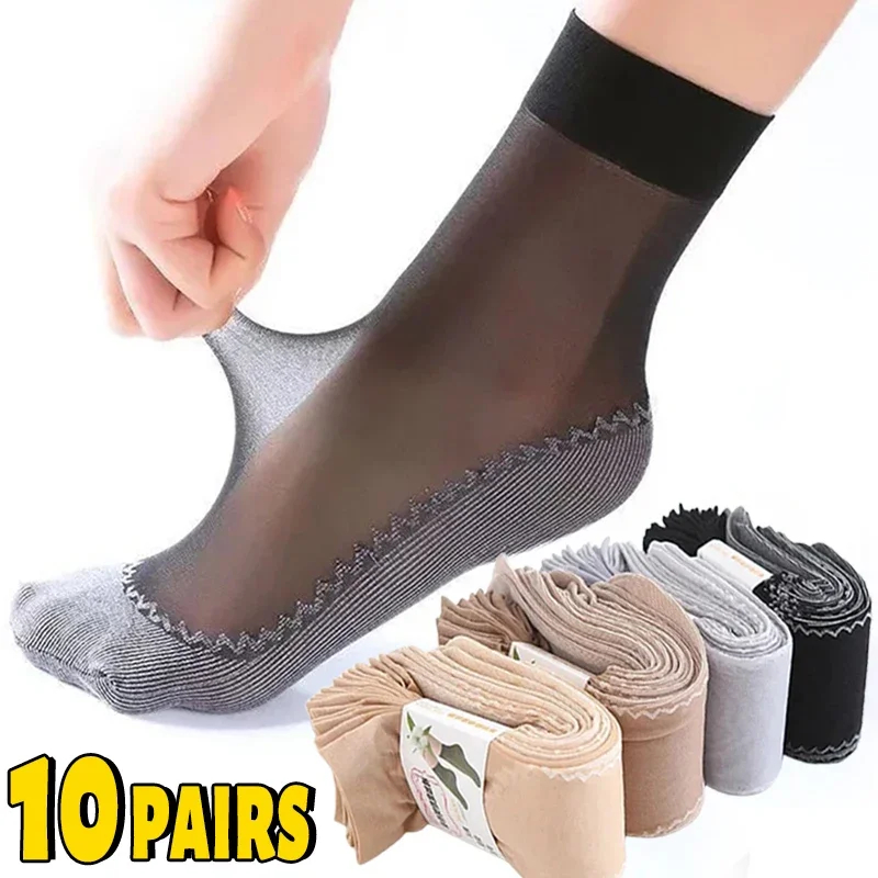 10/20 Pairs الجوارب القصيرة النساء سامسونج مطاطا الدانتيل الشفاف جورب امرأة الصيف تنفس عدم الانزلاق أسفل لصق القطن جورب