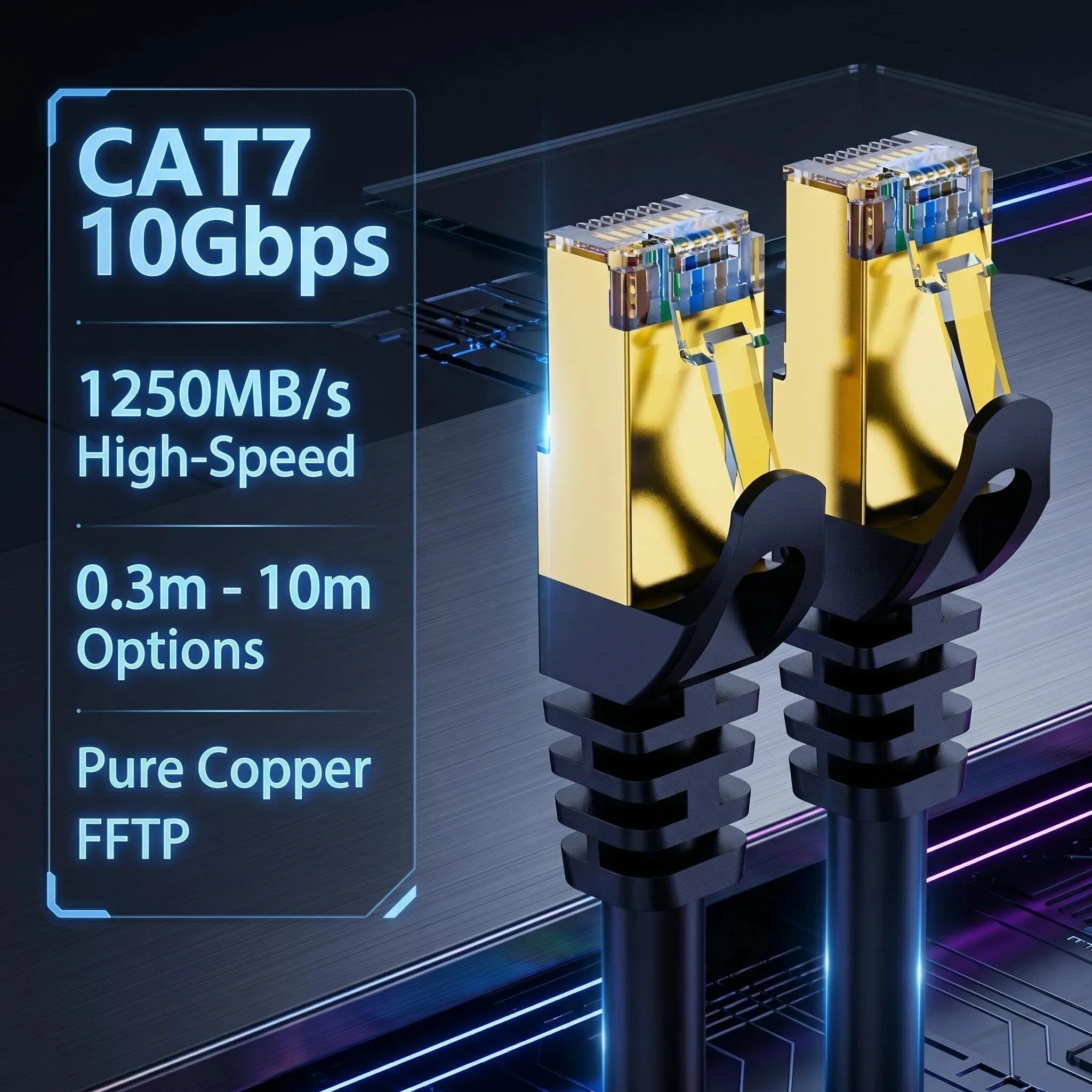 كابل إيثرنت Cat7 بطول 0.5-10 متر، سرعة عالية 10 جيجابت في الثانية، كابل شبكة جيجابت FFTP STP RJ45، كابل توصيل للراوتر والإيثرنت