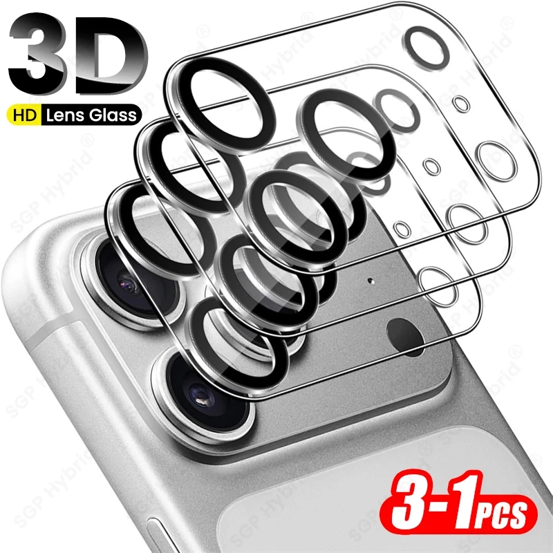3-1 قطعة من واقي عدسة الكاميرا المنحني ثلاثي الأبعاد من الزجاج المقوى الشفاف لهواتف آيفون 17 وآيفون 18 وآيفون 17 برو ماكس و18 برو إير 2026