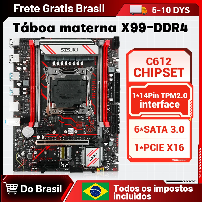 مجموعة لوحة أم SZSJKJ X99 مع ذاكرة DDR4 ومقبس LGA2011-3 وشريحة C612 تدعم ذاكرة DDR4 ومعالج Xeon E5 2680 V4 وM.2 NVME وTPM2.0