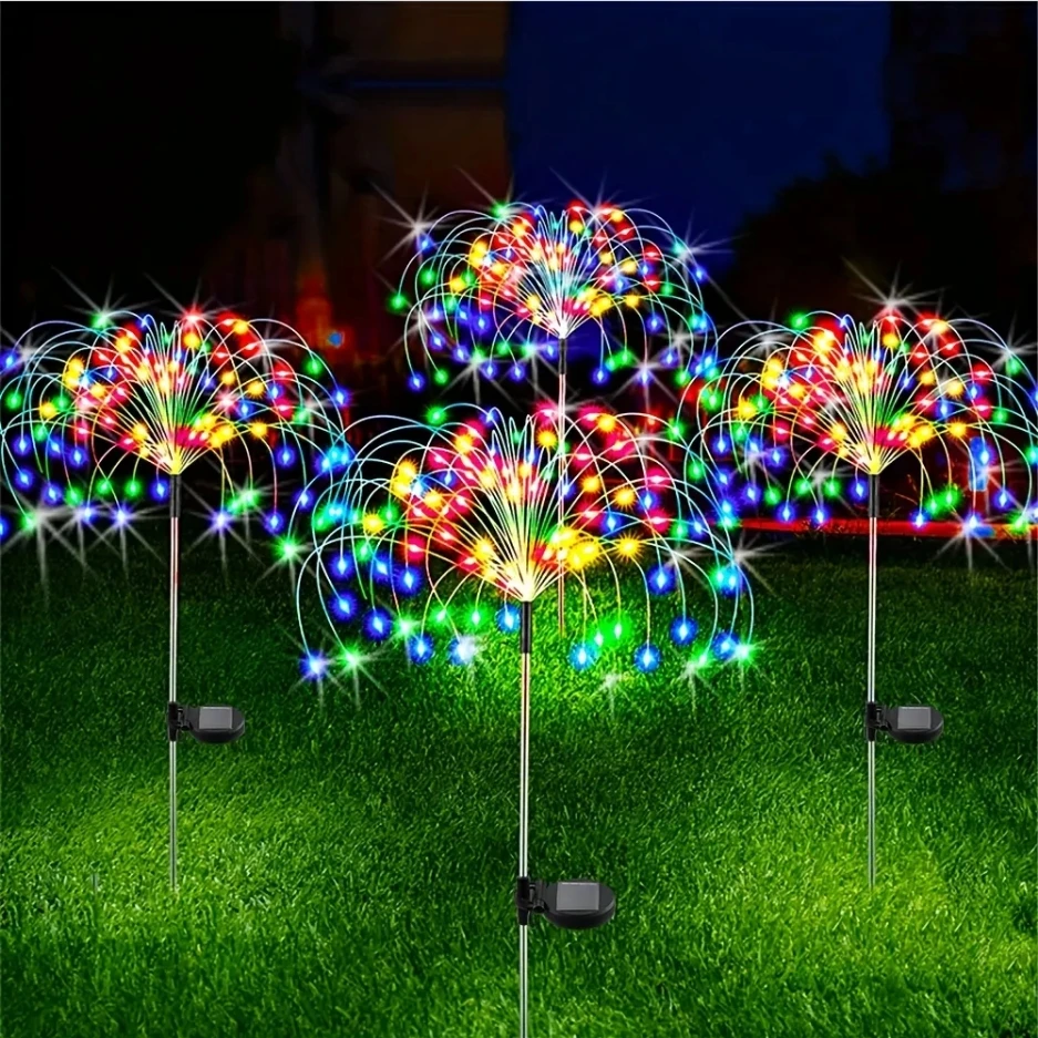 عشب خارجي يعمل بالطاقة الشمسية ، مصباح الهندباء ، 90 ، Fireworks ، Fireworks ، awn ، LED للحديقة ، المناظر الطبيعية ، العطلة ، 8 أوضاع