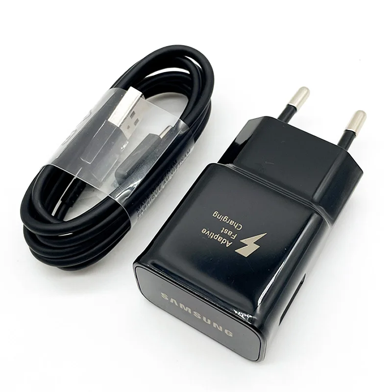 شاحن سامسونج فائق السرعة 15 واط مع كابل USB Type C بطول 1.2 متر لهواتف جالاكسي نوت 8 و9 وS8 وS9 وS10 وA15 وA14 وA24 وA13 وA33 وA32 وA42