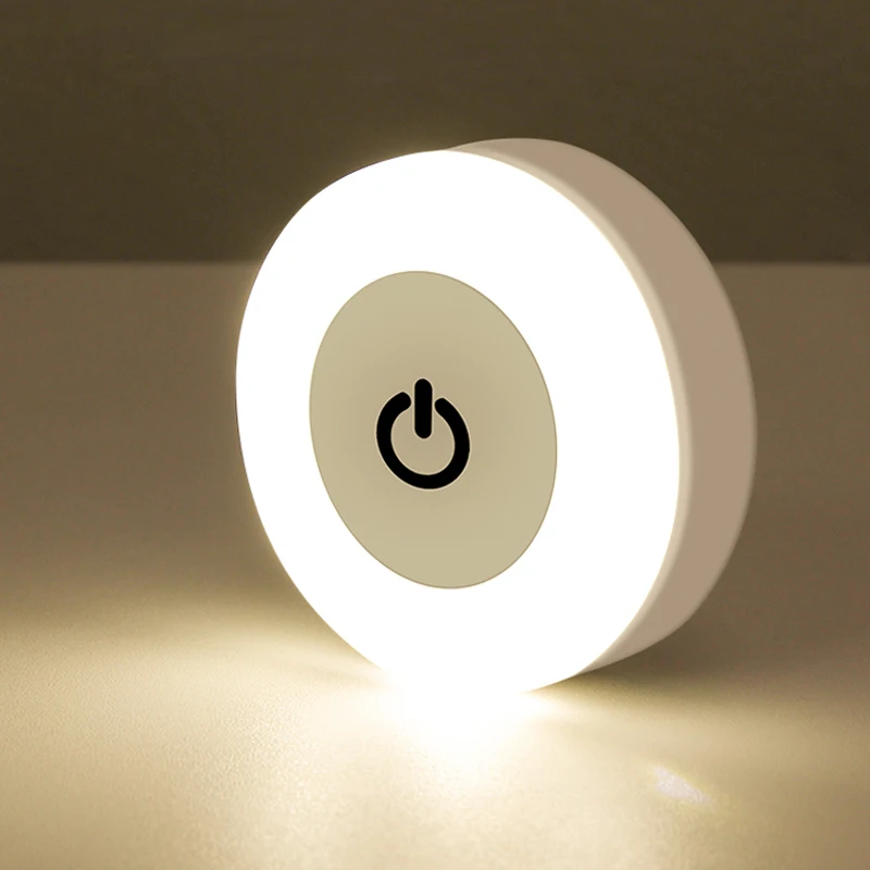 توفير الطاقة Led اللمس الاستشعار أضواء ليلية USB قابلة للشحن المغناطيسي الجدار ضوء غرفة الممر غرفة نوم مصباح الليل المحمولة المستديرة
