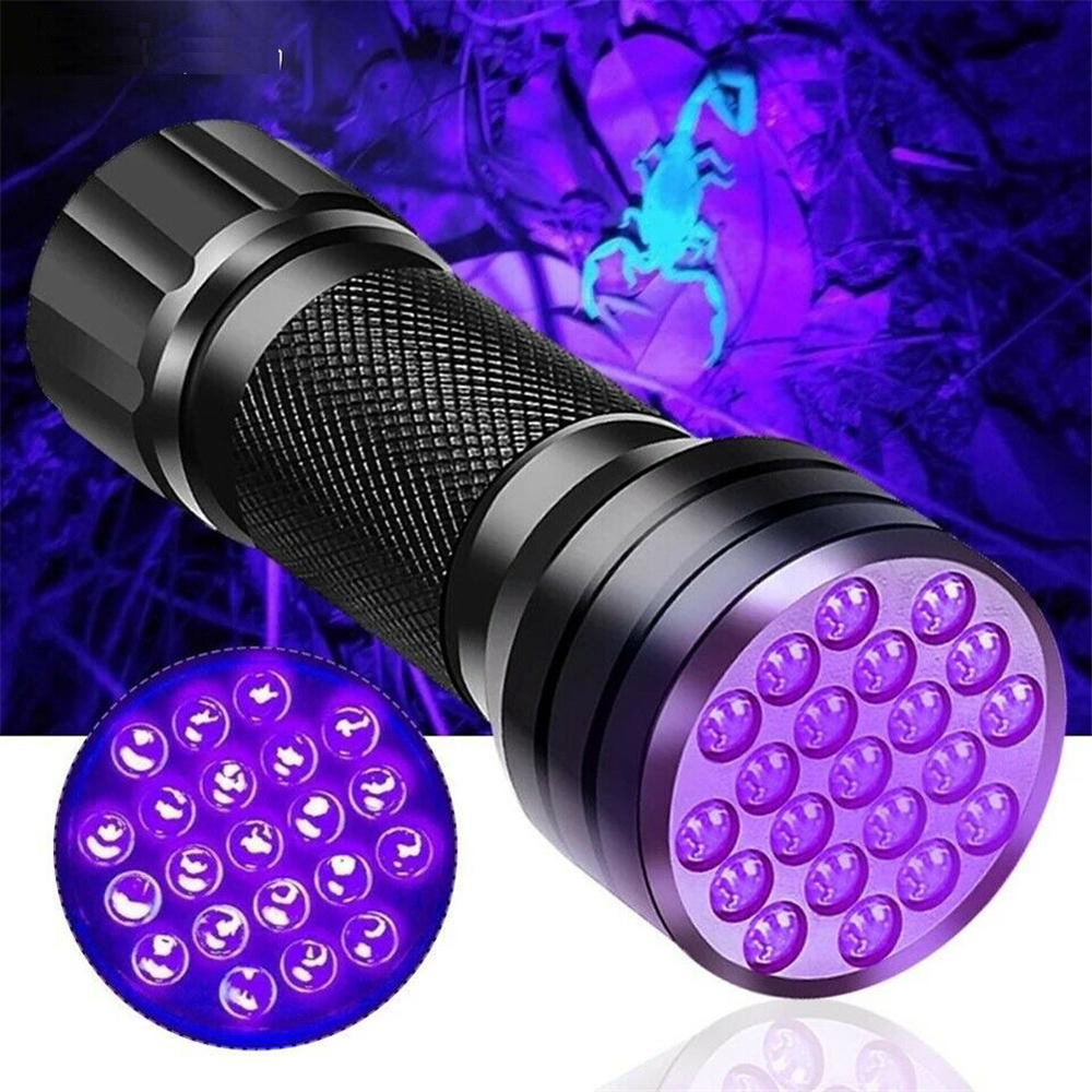 مصباح محمول 21 LED UV الأشعة فوق البنفسجية 395NM مصباح فلاش لامع صغير لمكافحة بقع البول للحيوانات الأليفة مصباح فلاش ضوء أسود