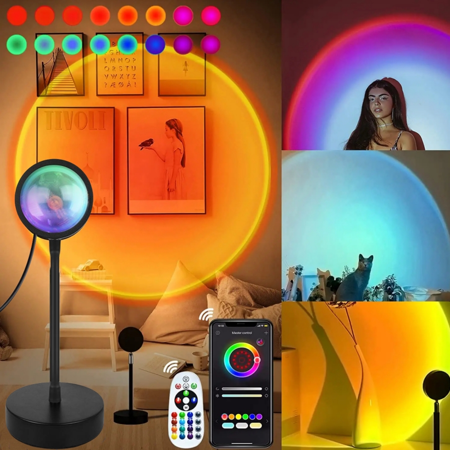 الذكية غروب الشمس مصباح تويا LED ضوء الليل USB RGB الحياة الذكية APP الإسقاط عن بعد لغرفة الديكور التصوير الفوتوغرافي مهرجان الولادة