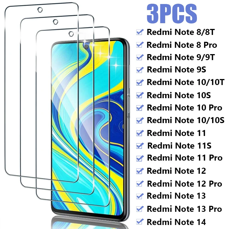 3 قطعة الزجاج المقسى ل Xiaomi Redmi ملاحظة 12 11 10 9 8 برو 12S 11S 10S 9S 8T حامي الشاشة ل Redmi نوت 14 13 برو 5 جرام الزجاج